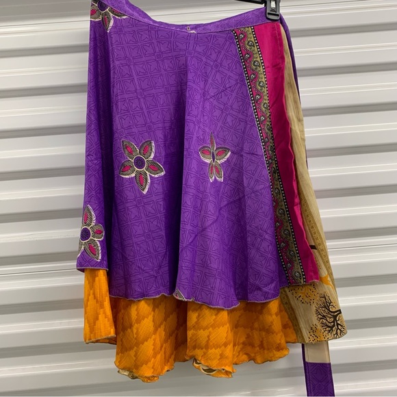 Grow With Me Silk Wrap Skirt Upcycled Sarees Fits Toddler-Girls 8/10 - Picture 2 of 4